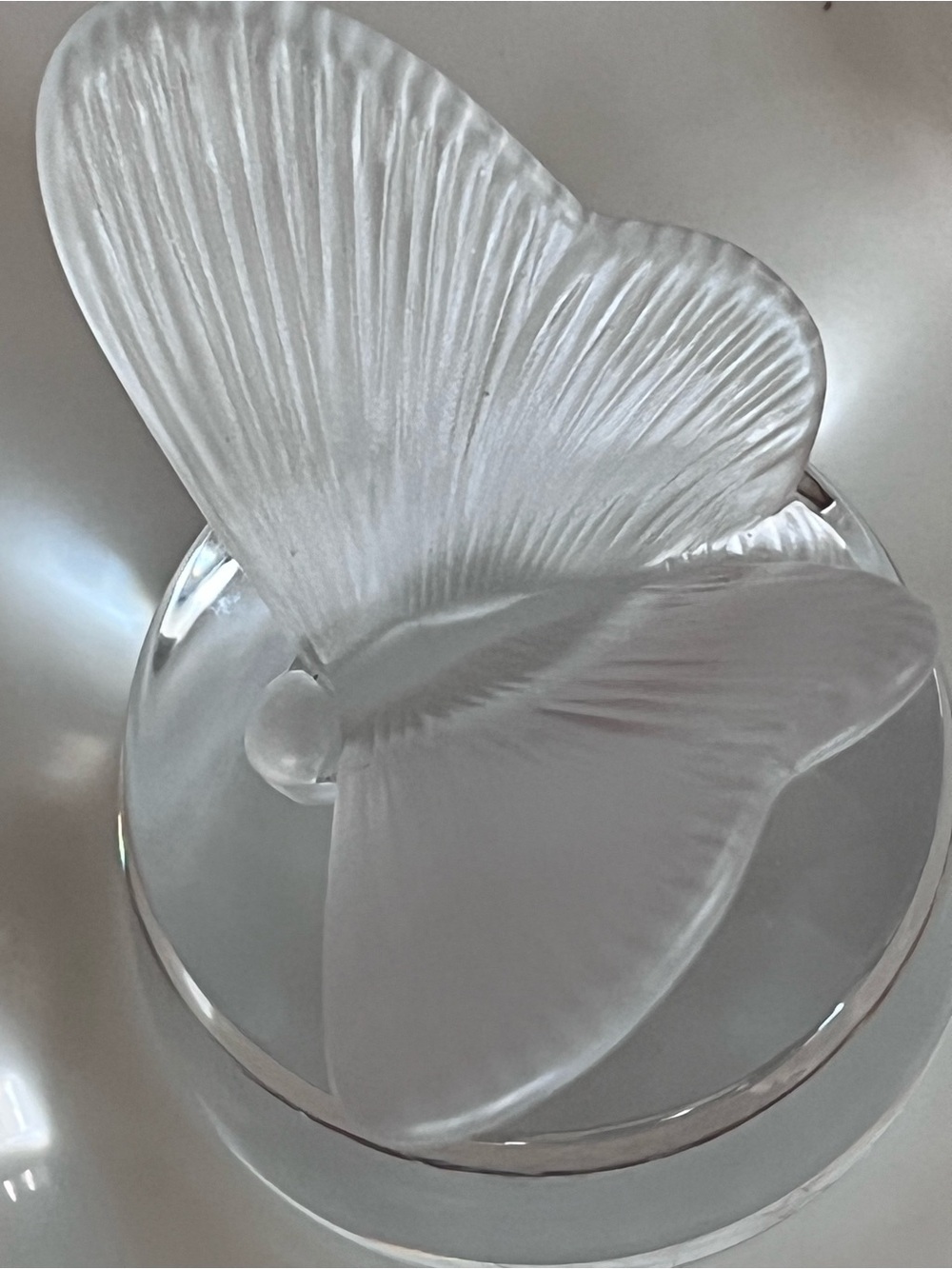 Cristal (Crystal) France Handcrafted Frosted / Glass Butterfly Sculpture